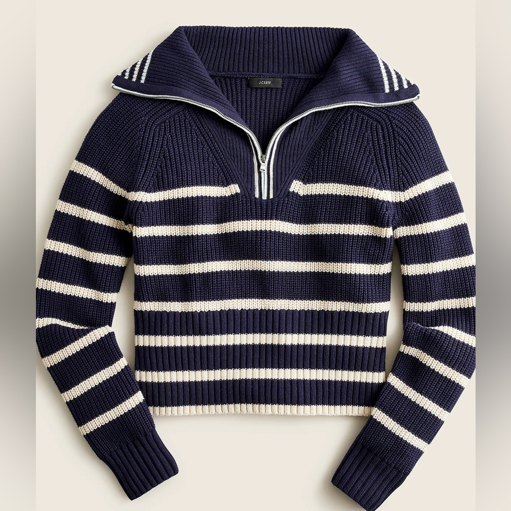 JCrew Cotton-cashmere Pullover XS Navy Stripe